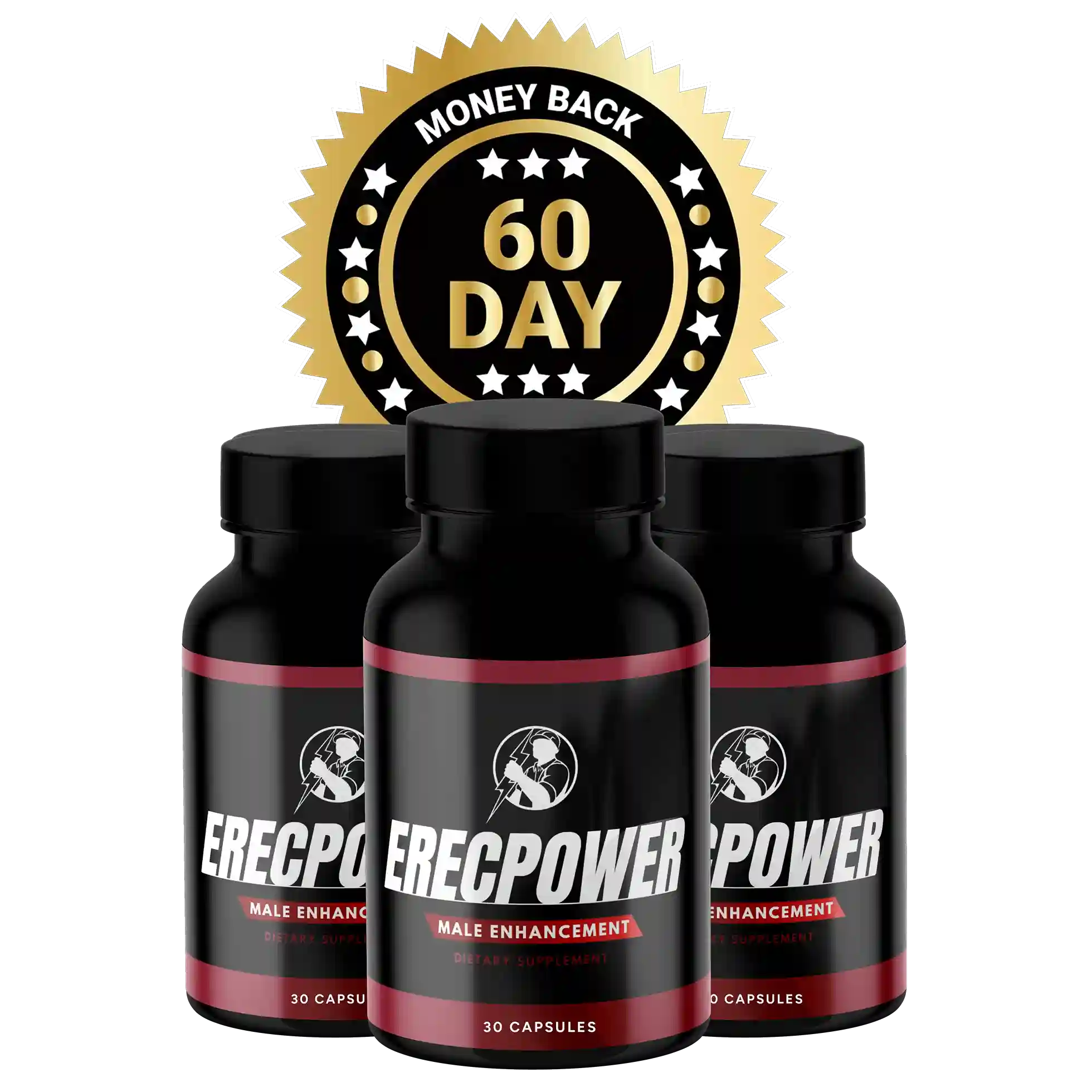 ErecPower™ Natural Stamina and Male Vitality Formula Capsules — 8 Ingredients Tongkat Ali Tribulus Terrestris — 30 Capsules — Made in USA